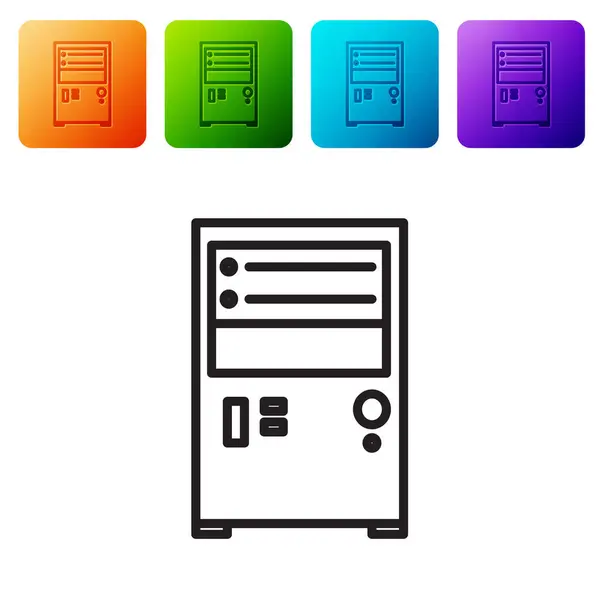 Schwarzes Computersymbol Isoliert Auf Weißem Hintergrund Komponenten Zeichen Setzen Sie — Stockvektor