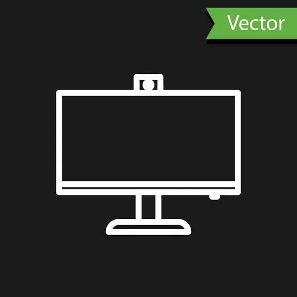 Значок Монитора Компьютера Выделен Черном Фоне Знак Компонента Векторная Миграция — стоковый вектор