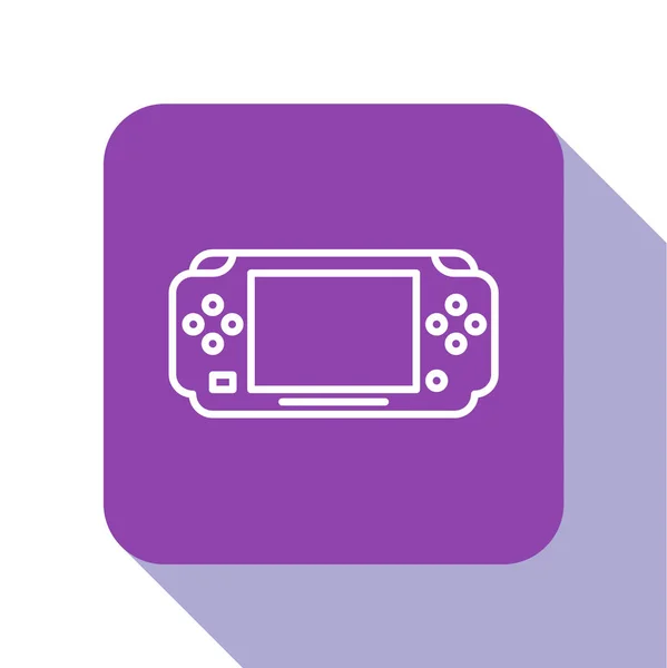 Vit Linje Portable Videospel Konsol Ikon Isolerad Vit Bakgrund Gamepadskylt — Stock vektor