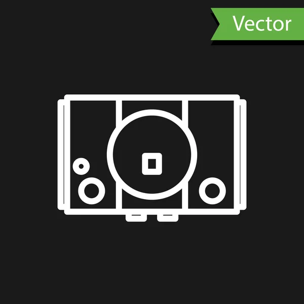 Línea Blanca Icono Consola Videojuegos Aislado Sobre Fondo Negro Ilustración — Vector de stock