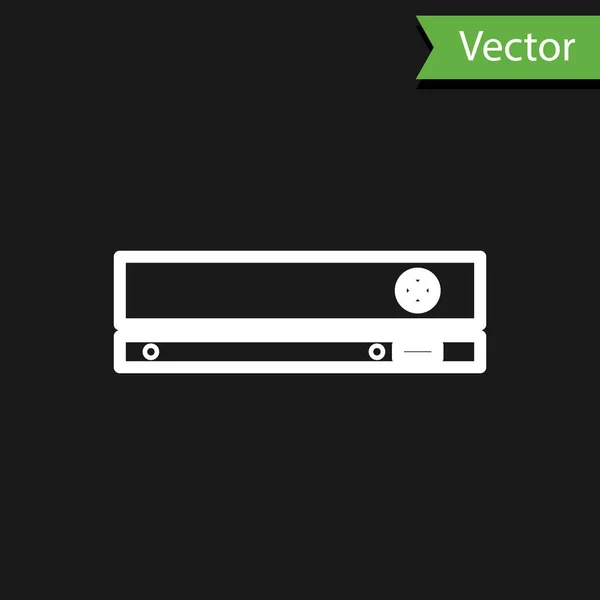 Línea Blanca Icono Consola Videojuegos Aislado Sobre Fondo Negro Ilustración — Vector de stock