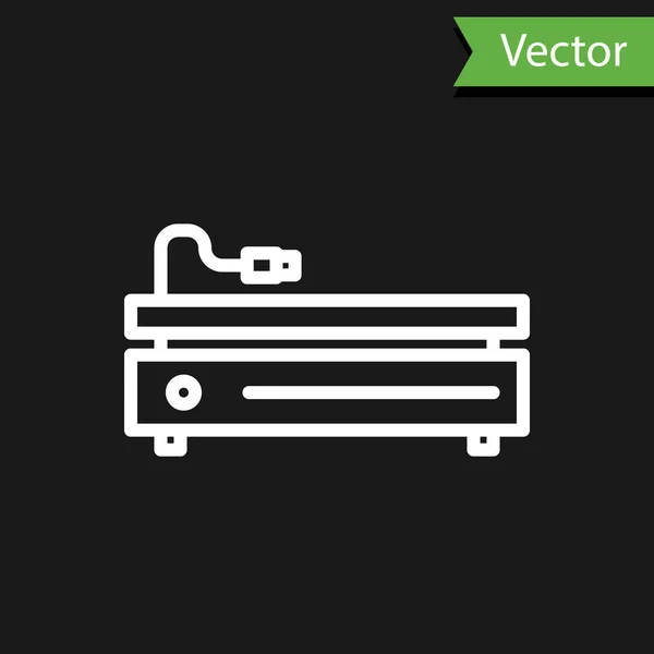 Иконка Игровой Приставки White Line Изолирована Черном Фоне Векторная Миграция — стоковый вектор