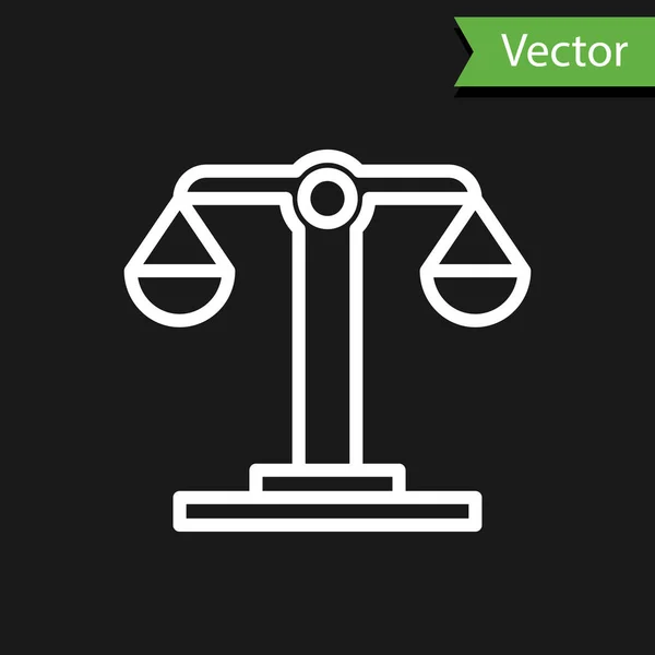 Weiße Linie Waage Sternzeichen Symbol Isoliert Auf Schwarzem Hintergrund Astrologische — Stockvektor