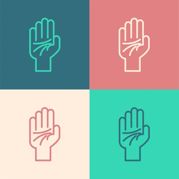 Color Line Palmistry Hand Icon Isolated Color Background Vector Illustration — Stock Vector