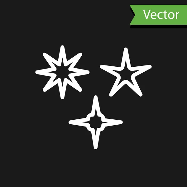 Weiße Linie Fallendes Sternsymbol Isoliert Auf Schwarzem Hintergrund Meteoroid Meteorit — Stockvektor