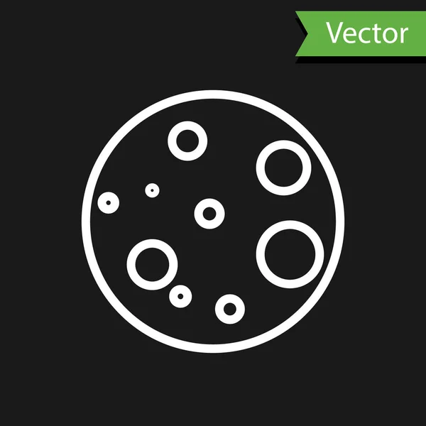 Иконка Луны Белой Линии Изолирована Черном Фоне Векторная Миграция — стоковый вектор