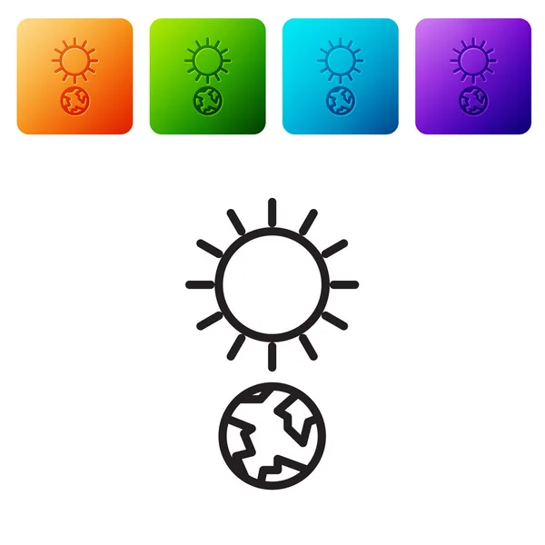 Línea Negra Icono Del Solsticio Aislado Sobre Fondo Blanco Establecer — Archivo Imágenes Vectoriales