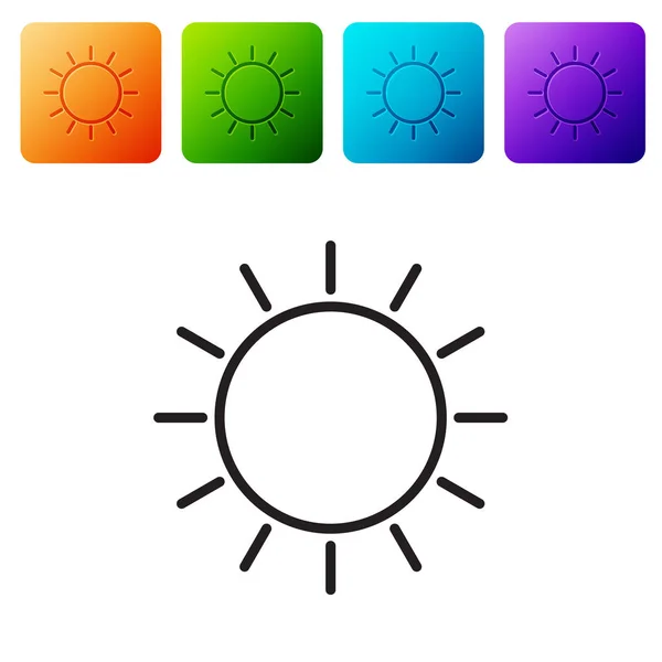 Icono Sol Línea Negra Aislado Sobre Fondo Blanco Establecer Iconos — Archivo Imágenes Vectoriales