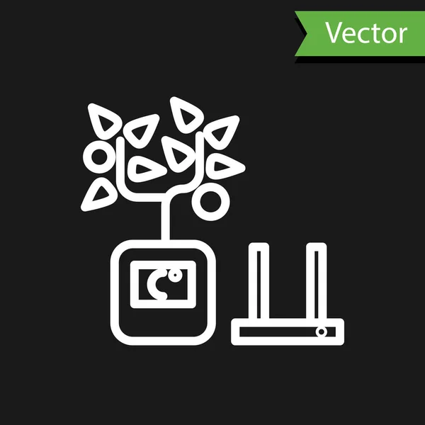 Linha Branca Tecnologia Agricultura Inteligente Sistema Automação Agrícola Ícone Aplicativo — Vetor de Stock