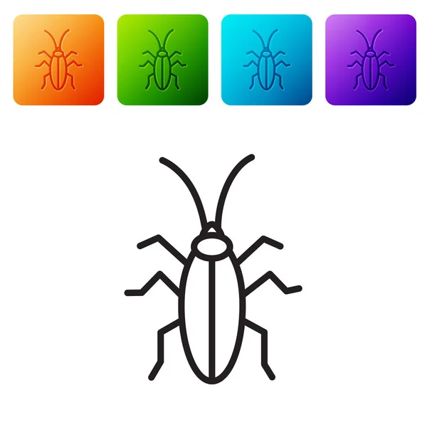 Icono Cucaracha Línea Negra Aislado Sobre Fondo Blanco Establecer Iconos — Vector de stock