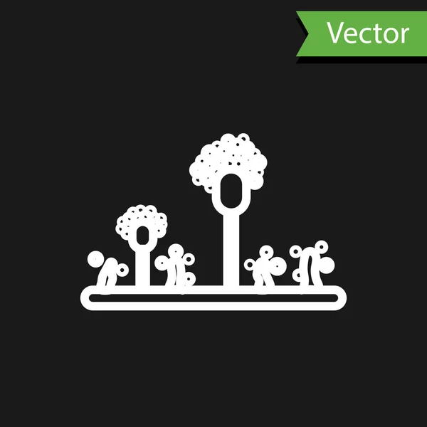 Linha Branca Ícone Molde Isolado Fundo Preto Ilustração Vetorial — Vetor de Stock