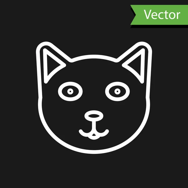 Línea Blanca Icono Mascota Aislado Sobre Fondo Negro Ilustración Vectorial — Vector de stock