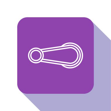 Beyaz çizgi araba kapı kolu simgesi beyaz arka planda izole edildi. Mor kare düğme. Vektör İllüstrasyonu