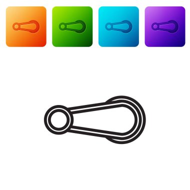 Siyah çizgi araba kapı kolu simgesi beyaz arka planda izole edildi. Renkli kare düğmelerle simgeleri ayarla. Vektör İllüstrasyonu