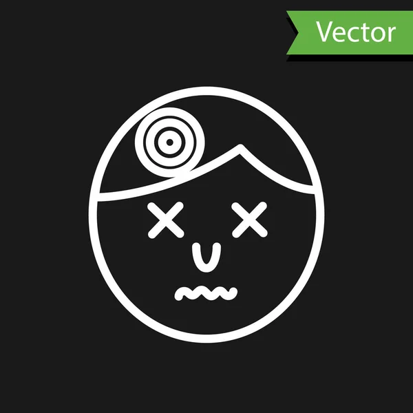 Ligne Blanche Homme Ayant Mal Tête Icône Migraine Isolée Sur — Image vectorielle