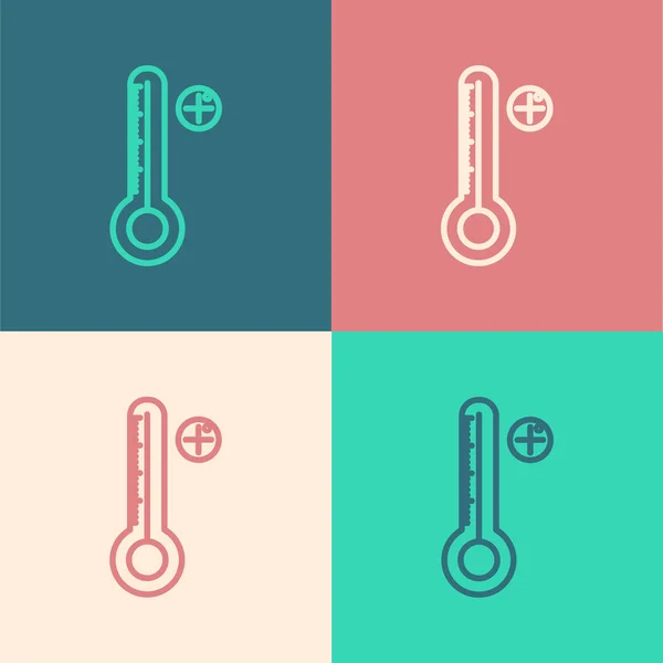 Farblinie Medizinisches Digitales Thermometer Für Medizinische Untersuchung Symbol Isoliert Auf — Stockvektor