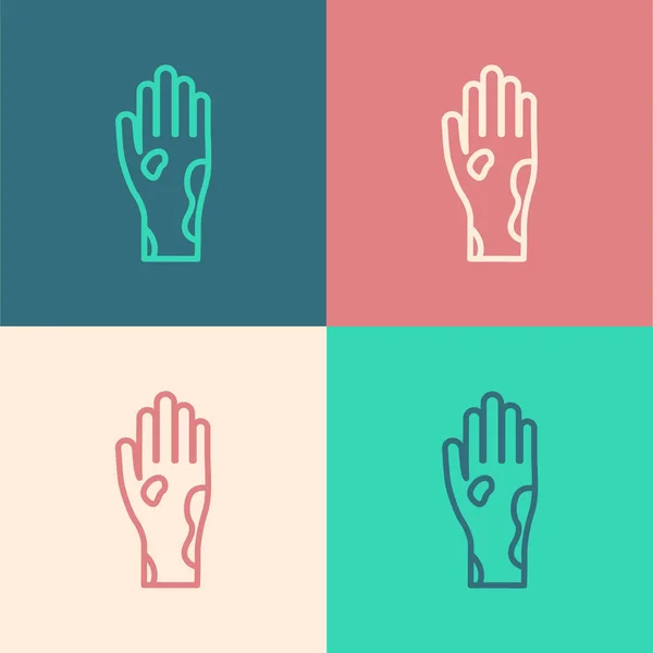 Färg Linje Hand Med Psoriasis Eller Eksem Ikon Isolerad Färg — Stock vektor