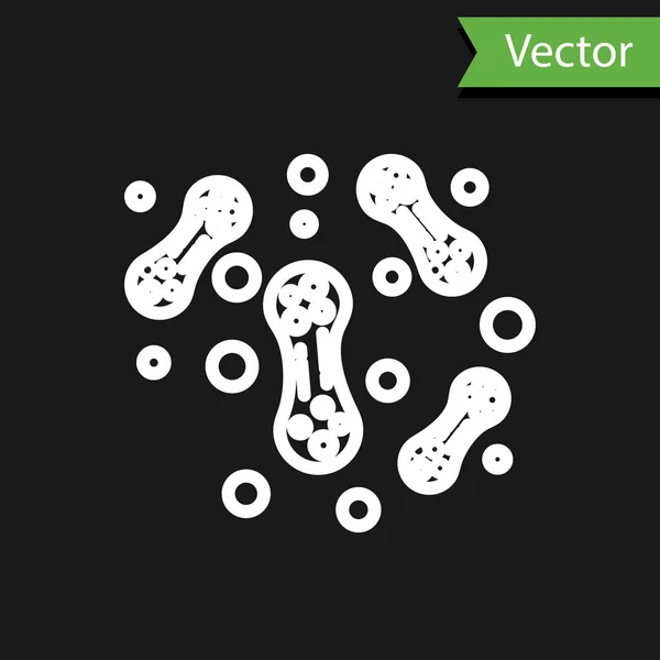 Символ Белой Линии Бактерии Выделен Черном Фоне Бактерии Микробы Вызывающие — стоковый вектор
