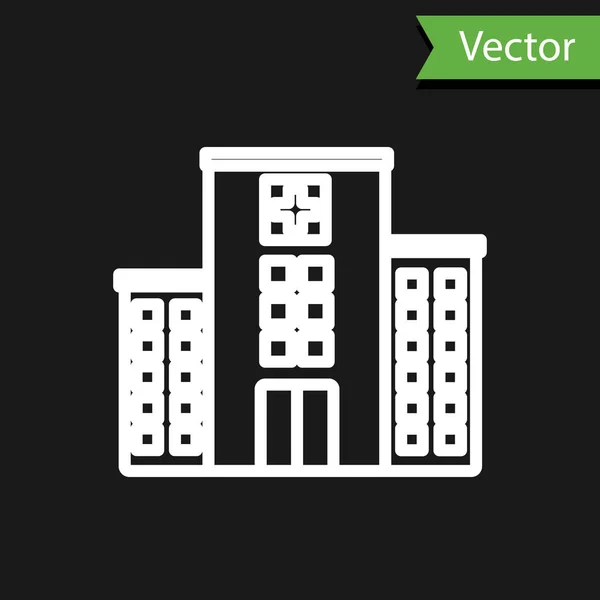 Edifício Hospital Médico Linha Branca Com Ícone Cruz Isolado Fundo — Vetor de Stock