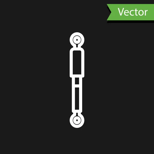 Weiße Linie Stoßdämpfer Symbol Isoliert Auf Schwarzem Hintergrund Vektorillustration — Stockvektor