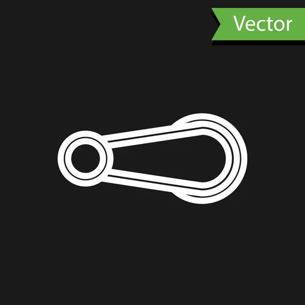 Línea Blanca Icono Manija Puerta Coche Aislado Sobre Fondo Negro — Vector de stock