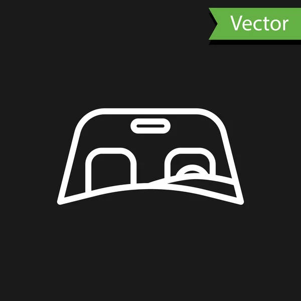 Bílá Čára Auto Čelní Sklo Ikona Izolované Černém Pozadí Vektorová — Stockový vektor
