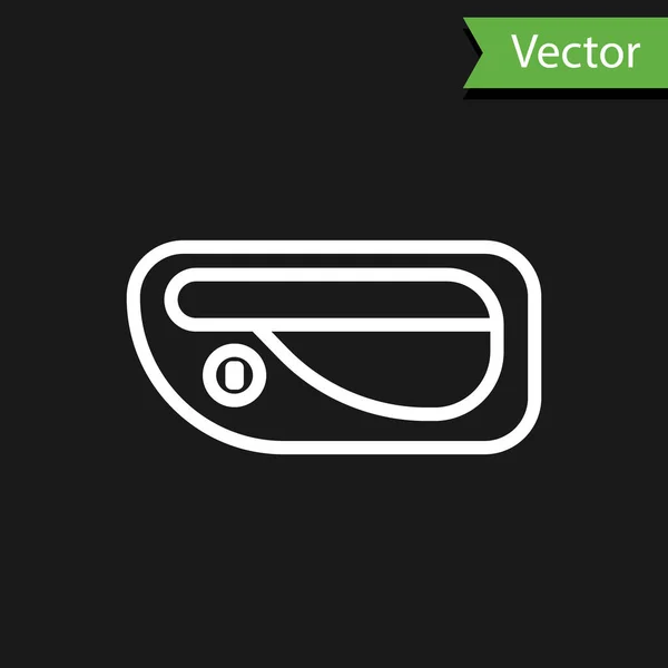 Ligne Blanche Icône Poignée Porte Voiture Isolé Sur Fond Noir — Image vectorielle