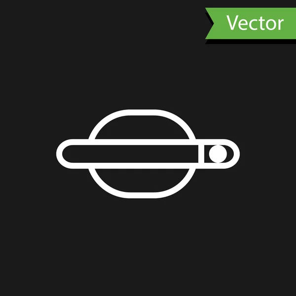Weiße Linie Auto Türgriff Symbol Isoliert Auf Schwarzem Hintergrund Vektorillustration — Stockvektor