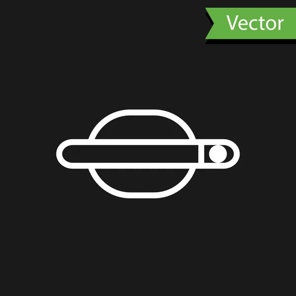 Linha Branca Ícone Maçaneta Porta Carro Isolado Fundo Preto Ilustração — Vetor de Stock