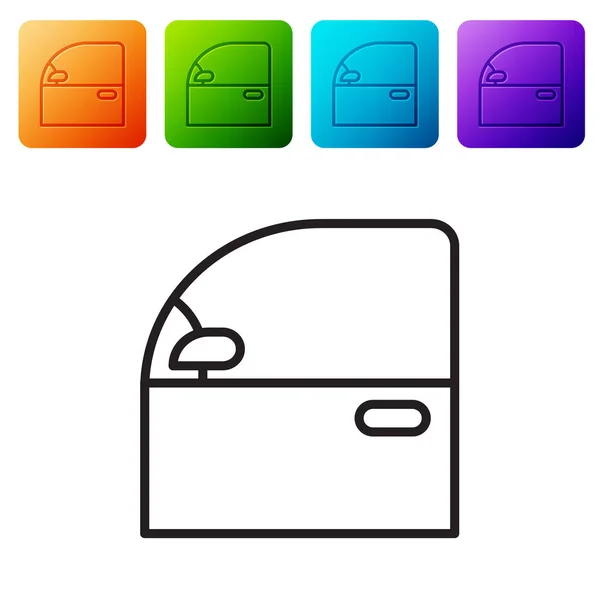 Чорна Лінія Піктограма Дверей Автомобіля Ізольована Білому Тлі Встановити Піктограми — стоковий вектор