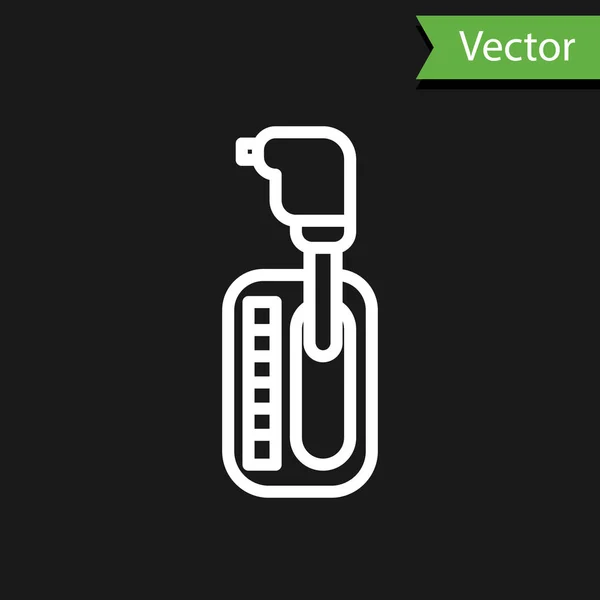 Linha Branca Ícone Gear Shifter Isolado Fundo Preto Ícone Transmissão — Vetor de Stock