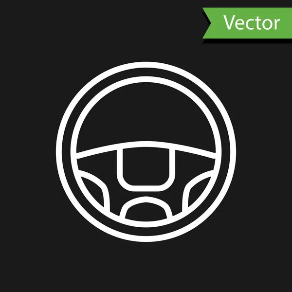 Línea Blanca Icono Del Volante Aislado Sobre Fondo Negro Icono — Vector de stock