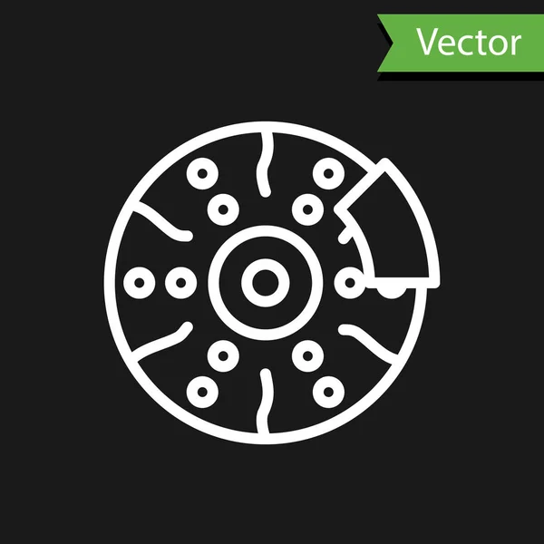 Linha Branca Disco Freio Carro Com Ícone Paquímetro Isolado Fundo — Vetor de Stock