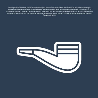 Mavi çizgi üzerinde duman simgesi olan sigara piposu mavi arka planda izole edilmiş. Tütün piposu. Vektör İllüstrasyonu