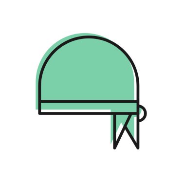 Beyaz arka planda izole edilmiş baş simgesi için siyah çizgi korsan bandanası. Vektör İllüstrasyonu