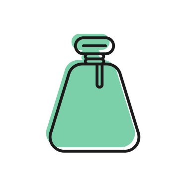 Siyah çizgi korsan çuvalı simgesi beyaz arkaplanda izole edildi. Vektör İllüstrasyonu