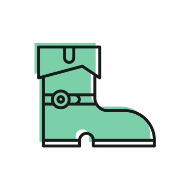 Beyaz arka planda siyah çizmeli korsan bot ikonu var. Vektör İllüstrasyonu