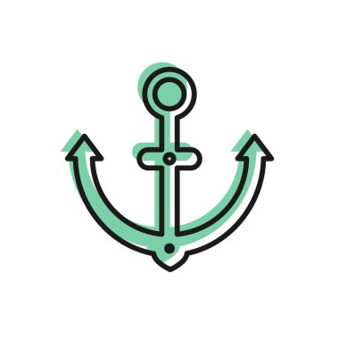 Siyah çizgi dayanak noktası simgesi beyaz arkaplanda izole edildi. Vektör İllüstrasyonu