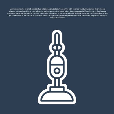 Mavi çizgi elektrikli süpürge ikonu mavi arka planda izole edildi. Vektör İllüstrasyonu