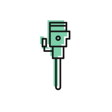 Siyah çizgi inşaat matkabı ikonu beyaz arka planda izole edildi. Vektör İllüstrasyonu