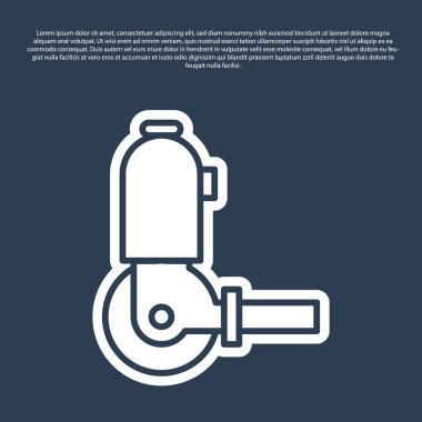 Mavi çizgi açılı öğütücü simgesi mavi arkaplanda izole edildi. Vektör İllüstrasyonu