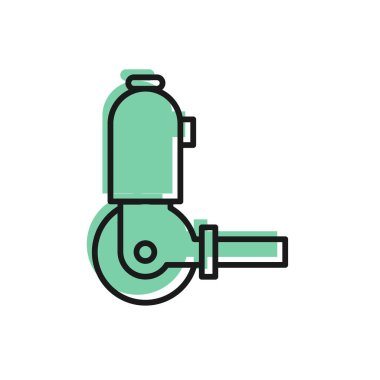 Siyah çizgi açılı öğütücü simgesi beyaz arkaplanda izole edildi. Vektör İllüstrasyonu