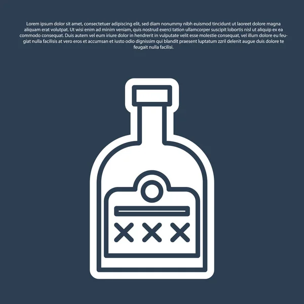 Синя Лінія Алкогольний Напій Значок Пляшки Рому Ізольовано Синьому Фоні — стоковий вектор