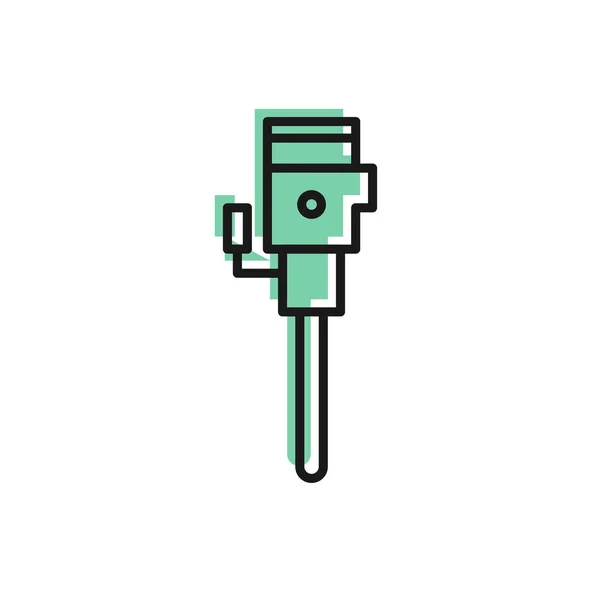 Schwarze Linie Bau Presslufthammer Symbol Isoliert Auf Weißem Hintergrund Vektorillustration — Stockvektor