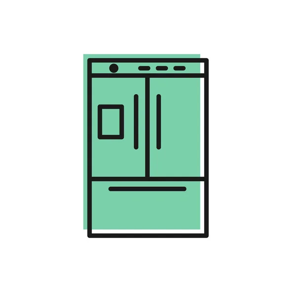 Чорна Лінія Піктограма Холодильника Ізольована Білому Тлі Холодильник Холодильник Побутова — стоковий вектор