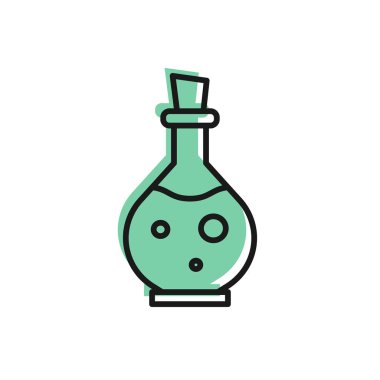 Beyaz arka planda sihirli ikon izole edilmiş siyah çizgi cam şişe. Bilgisayar oyunu varlığı. Vektör İllüstrasyonu