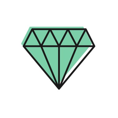 Siyah çizgi Elmas simgesi beyaz arka planda yalıtılmış. Mücevher sembolü. Mücevher taşı. Vektör İllüstrasyonu