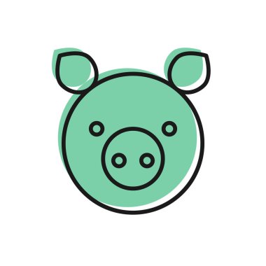 Siyah çizgi domuz burcu simgesi beyaz arkaplanda izole edilmiş. Astrolojik yıldız falı koleksiyonu. Vektör İllüstrasyonu