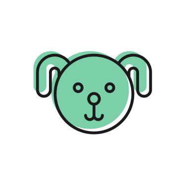 Beyaz arka planda siyah çizgi köpek burcu simgesi izole edildi. Astrolojik yıldız falı koleksiyonu. Vektör İllüstrasyonu