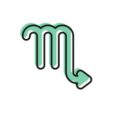 Siyah çizgi Akrep burcu simgesi beyaz arkaplanda izole edildi. Astrolojik yıldız falı koleksiyonu. Vektör İllüstrasyonu